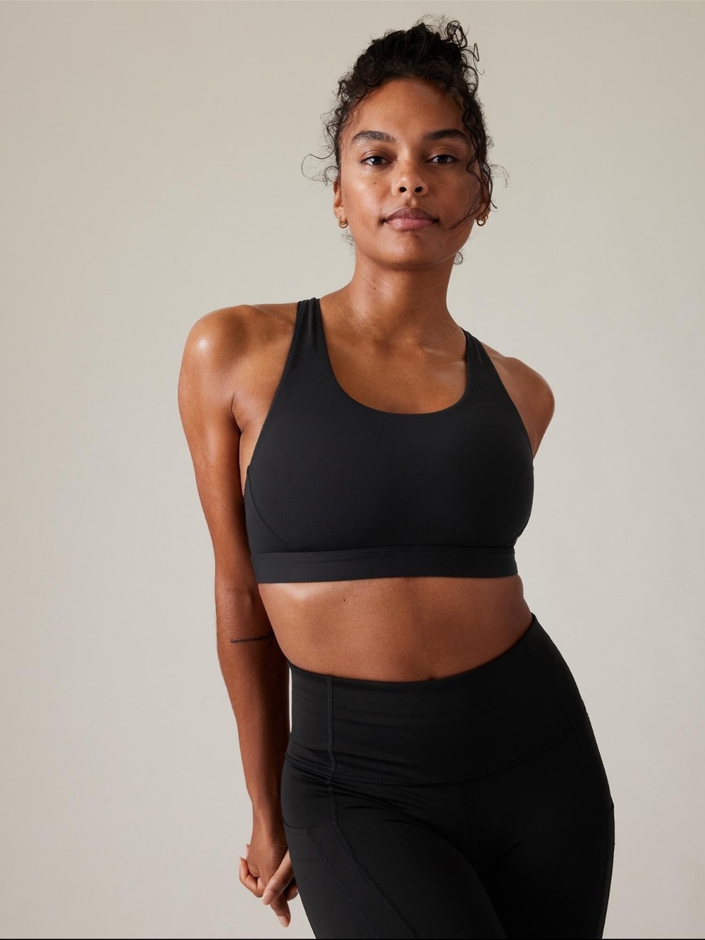 Athleta Black Racerback Sports Bra 36B/C Medium Support - Picture 1 of 6